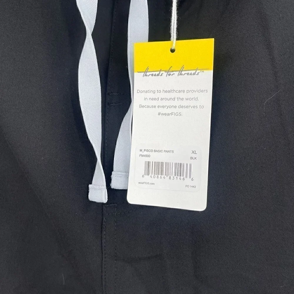 FIGS Pisco Basic Scrub Pants for Men Black Size XL